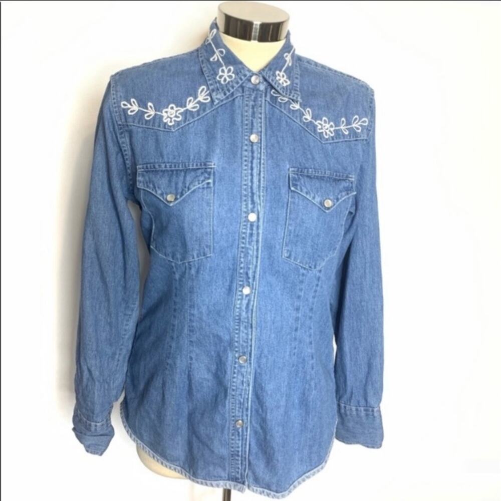 Tasha Polizzi embroidery floral western jean top